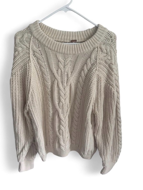 Free People Sweaters - Free People Cream Cable Knit Crew Sweater